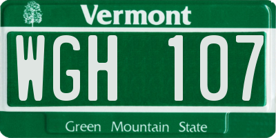 VT license plate WGH107