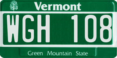 VT license plate WGH108