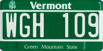 VT license plate WGH109