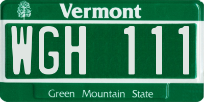 VT license plate WGH111