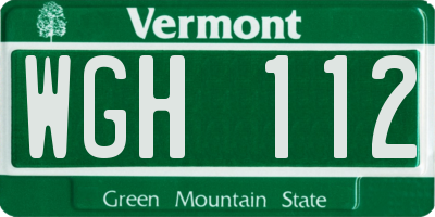 VT license plate WGH112