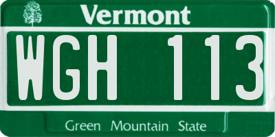 VT license plate WGH113