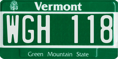VT license plate WGH118