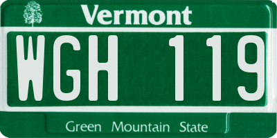 VT license plate WGH119