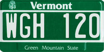 VT license plate WGH120