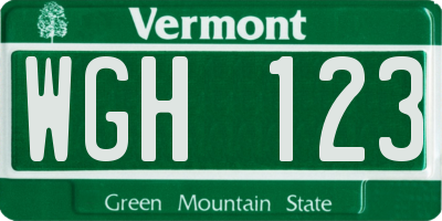 VT license plate WGH123