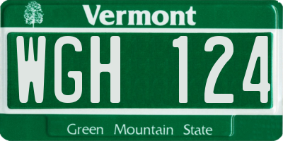 VT license plate WGH124