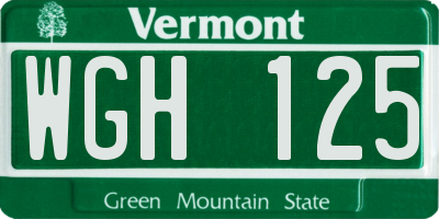 VT license plate WGH125