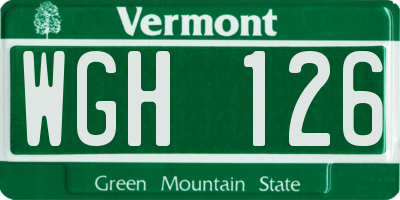 VT license plate WGH126