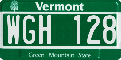 VT license plate WGH128