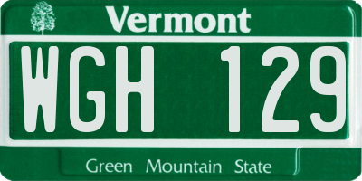 VT license plate WGH129