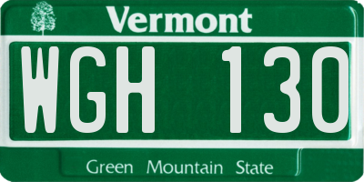 VT license plate WGH130