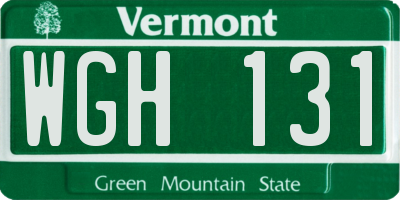 VT license plate WGH131