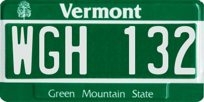 VT license plate WGH132