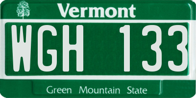 VT license plate WGH133