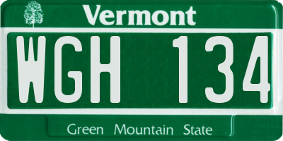 VT license plate WGH134