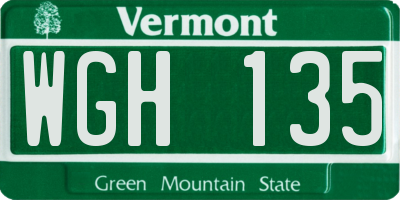 VT license plate WGH135