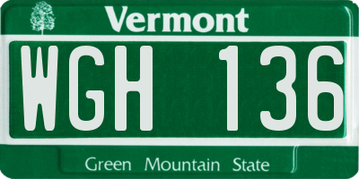 VT license plate WGH136