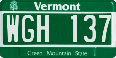 VT license plate WGH137