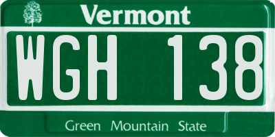 VT license plate WGH138
