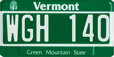 VT license plate WGH140