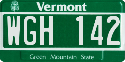 VT license plate WGH142