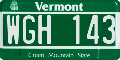 VT license plate WGH143