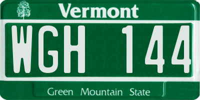 VT license plate WGH144