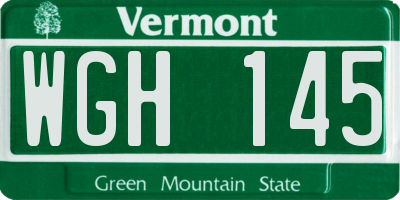 VT license plate WGH145