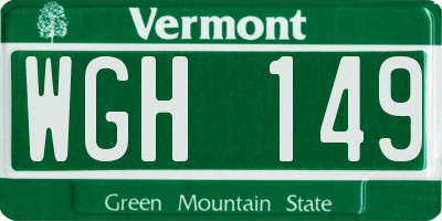 VT license plate WGH149