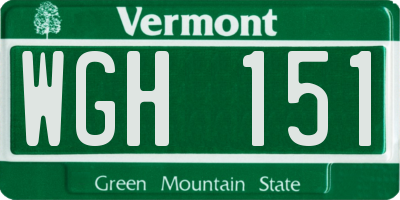VT license plate WGH151