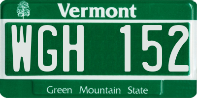 VT license plate WGH152