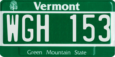 VT license plate WGH153