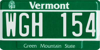 VT license plate WGH154