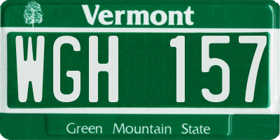 VT license plate WGH157