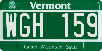 VT license plate WGH159