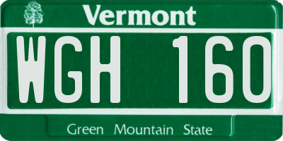VT license plate WGH160