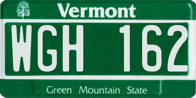 VT license plate WGH162