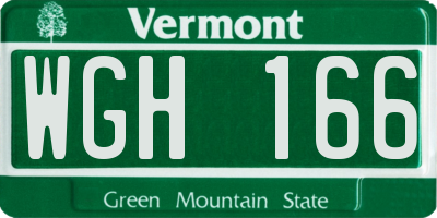 VT license plate WGH166