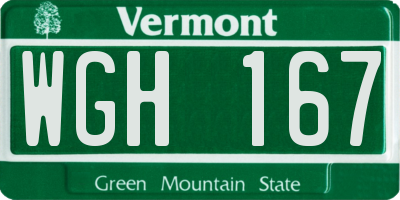 VT license plate WGH167