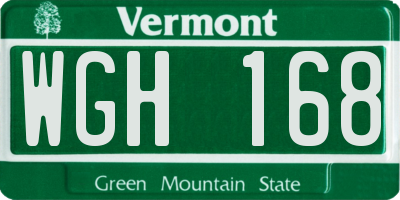 VT license plate WGH168