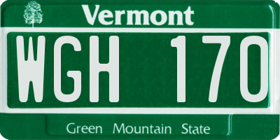 VT license plate WGH170