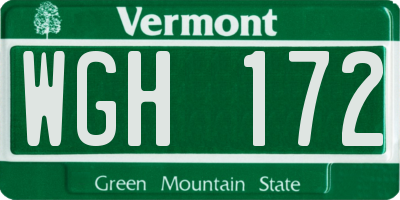 VT license plate WGH172