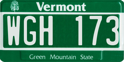 VT license plate WGH173