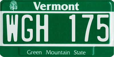 VT license plate WGH175