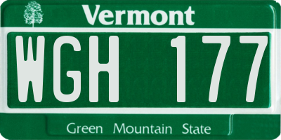 VT license plate WGH177