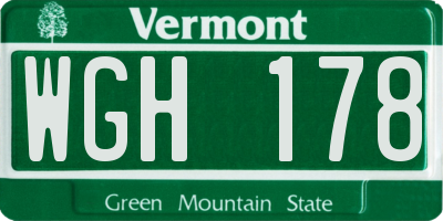 VT license plate WGH178
