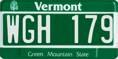 VT license plate WGH179