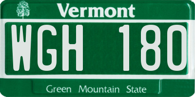 VT license plate WGH180