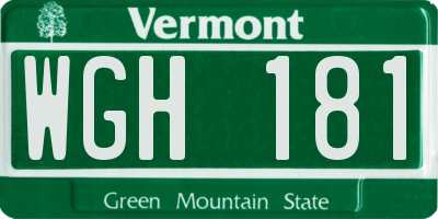 VT license plate WGH181
